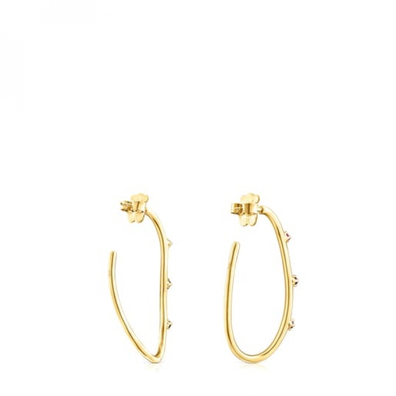 Tous Magic Nature Hoop Women's Earrings 18k Gold | LDW320761 | Usa