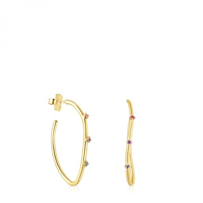 Tous Magic Nature Hoop Women\'s Earrings 18k Gold | LDW320761 | Usa