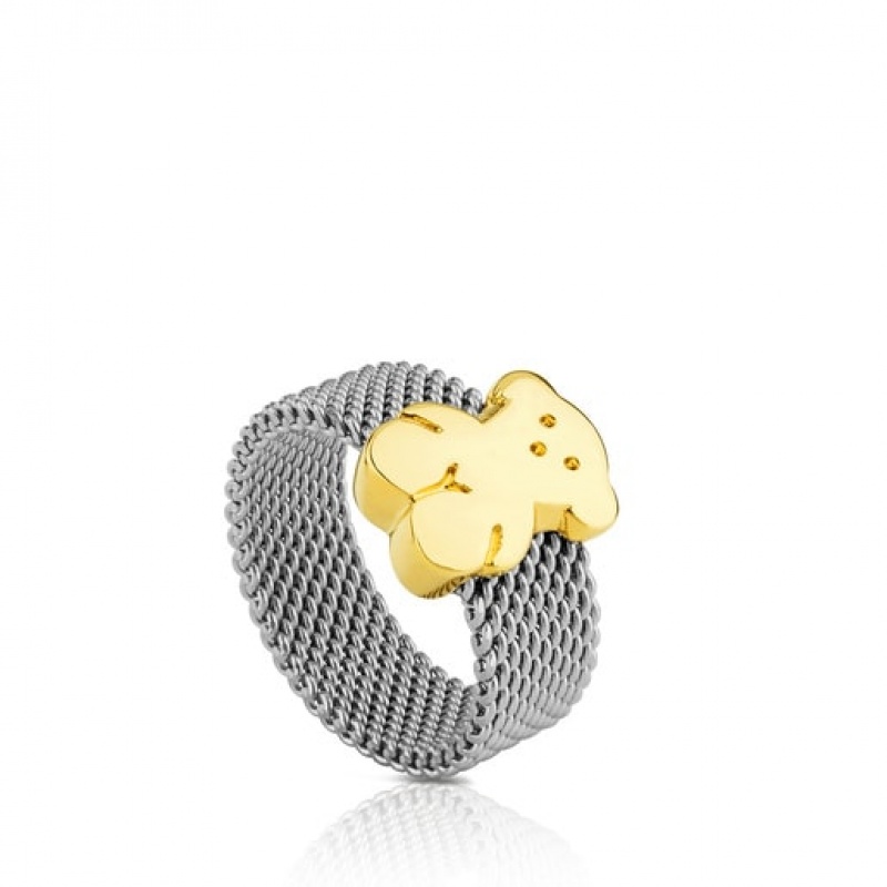 Tous Mesh Small Women\'s Rings 18k Gold | ERZ782641 | Usa