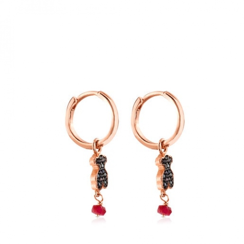 Tous Motif Hoop Women's Earrings 18k Gold | ZPD978603 | Usa