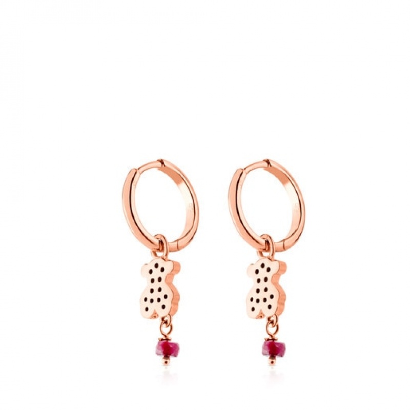 Tous Motif Hoop Women's Earrings 18k Gold | ZPD978603 | Usa