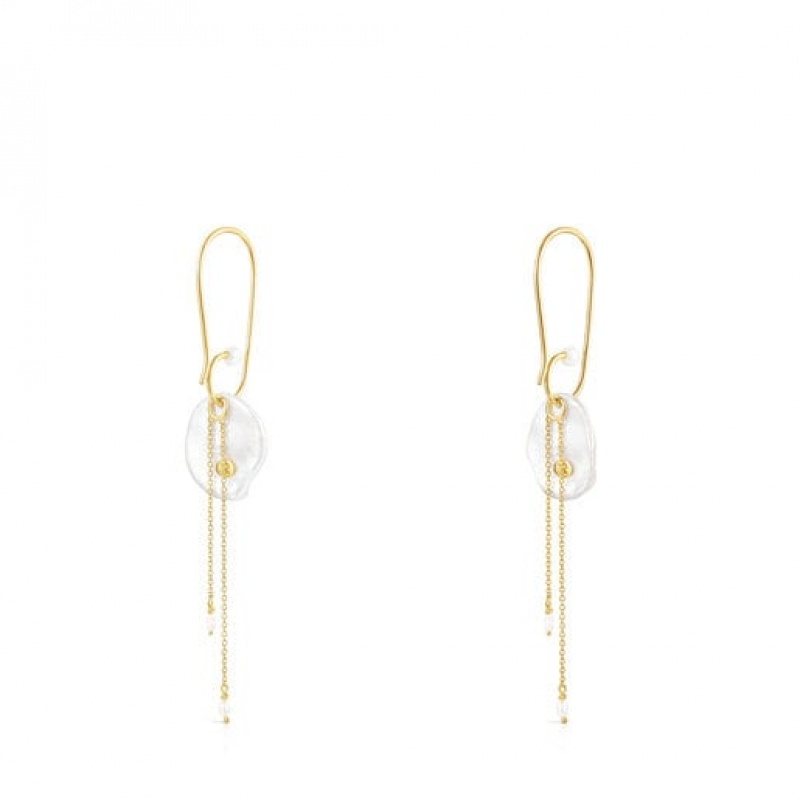 Tous Nenufar Long Women's Earrings 18k Gold | QDJ809235 | Usa