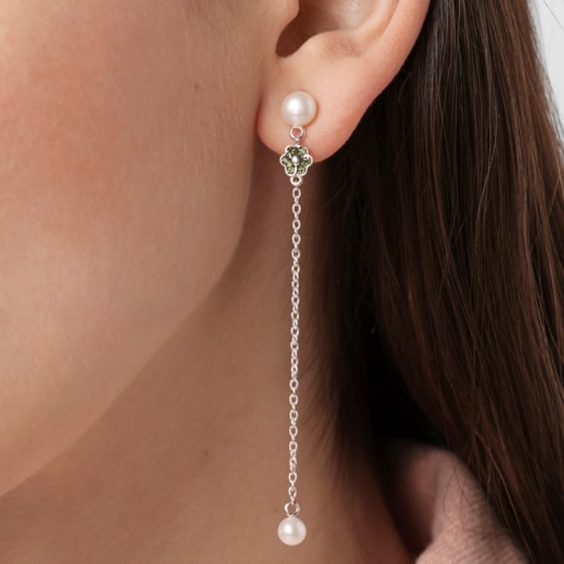 Tous New Motif Long Women's Earrings Silver | KUG470621 | Usa