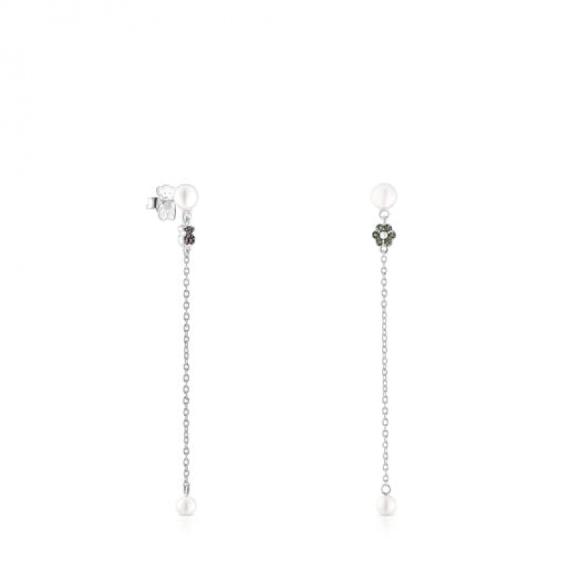 Tous New Motif Long Women\'s Earrings Silver | KUG470621 | Usa