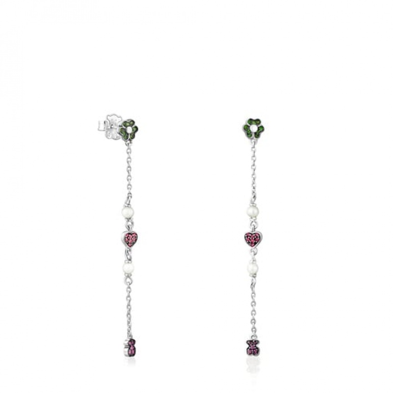 Tous New Motif Long Women\'s Earrings Silver | VBO768514 | Usa