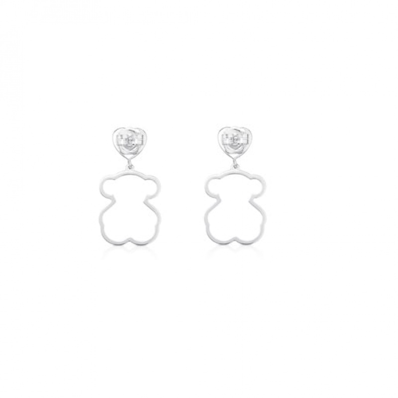 Tous New Silueta Long Women's Earrings Silver | KGX870251 | Usa