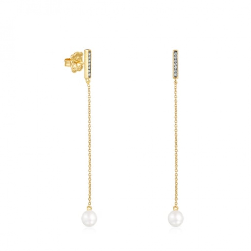 Tous Nocturne Long Women\'s Earrings 18k Gold | IRB805196 | Usa