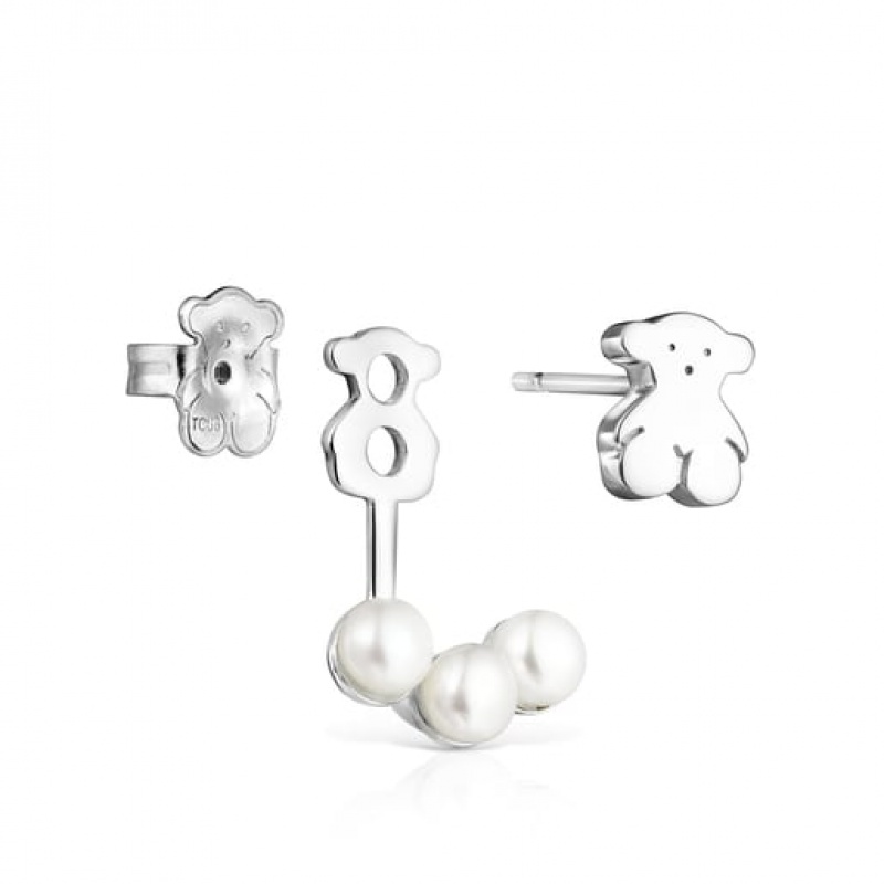 Tous Nocturne Pearl Women's Earrings Silver | OPM810726 | Usa