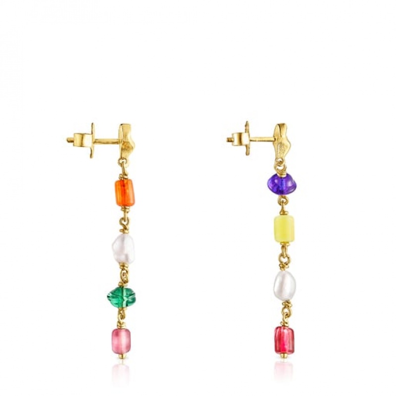 Tous Oceaan Long Women's Earrings 18k Gold | ZVH689134 | Usa