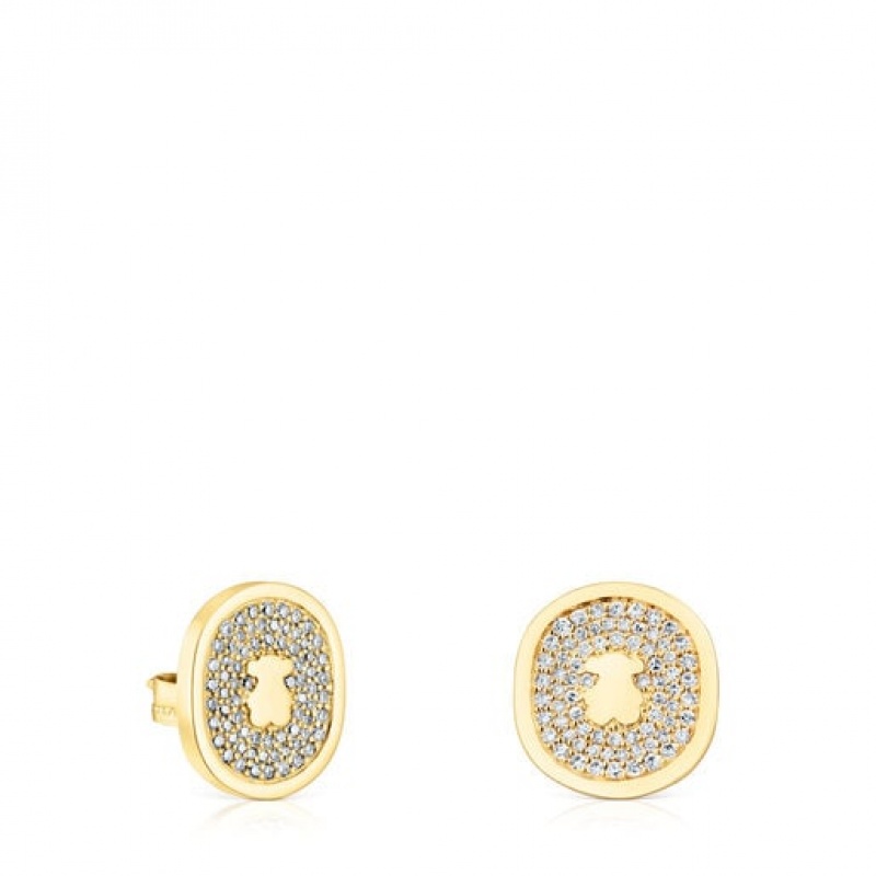 Tous Oursin Small Women\'s Earrings 18k Gold | ROJ821950 | Usa