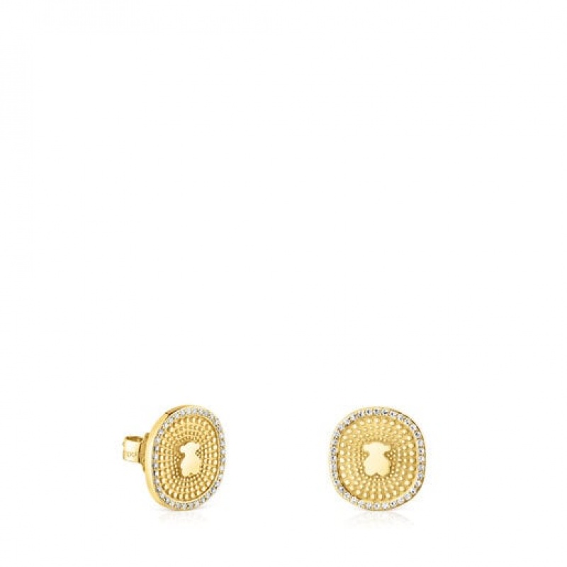 Tous Oursin Small Women\'s Earrings 18k Gold | WPN578429 | Usa