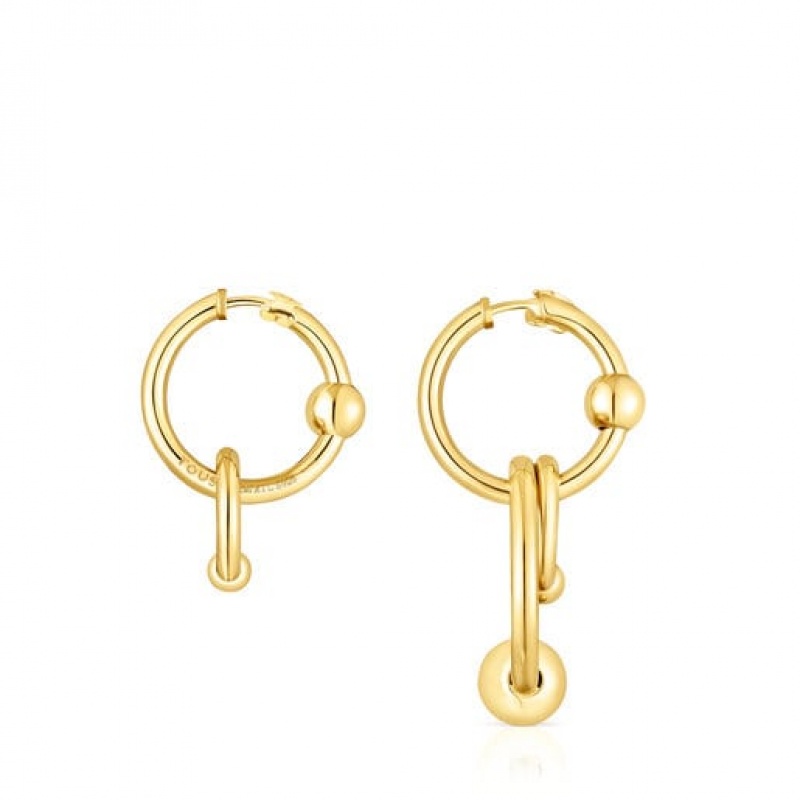 Tous Plump Hoop Women's Earrings 18k Gold | MOQ704295 | Usa