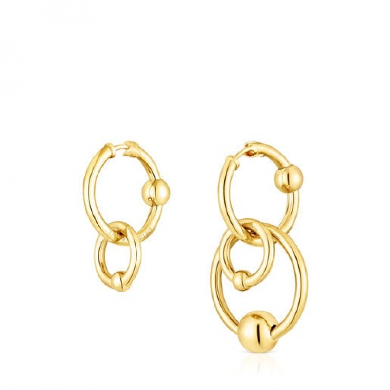 Tous Plump Hoop Women's Earrings 18k Gold | MOQ704295 | Usa