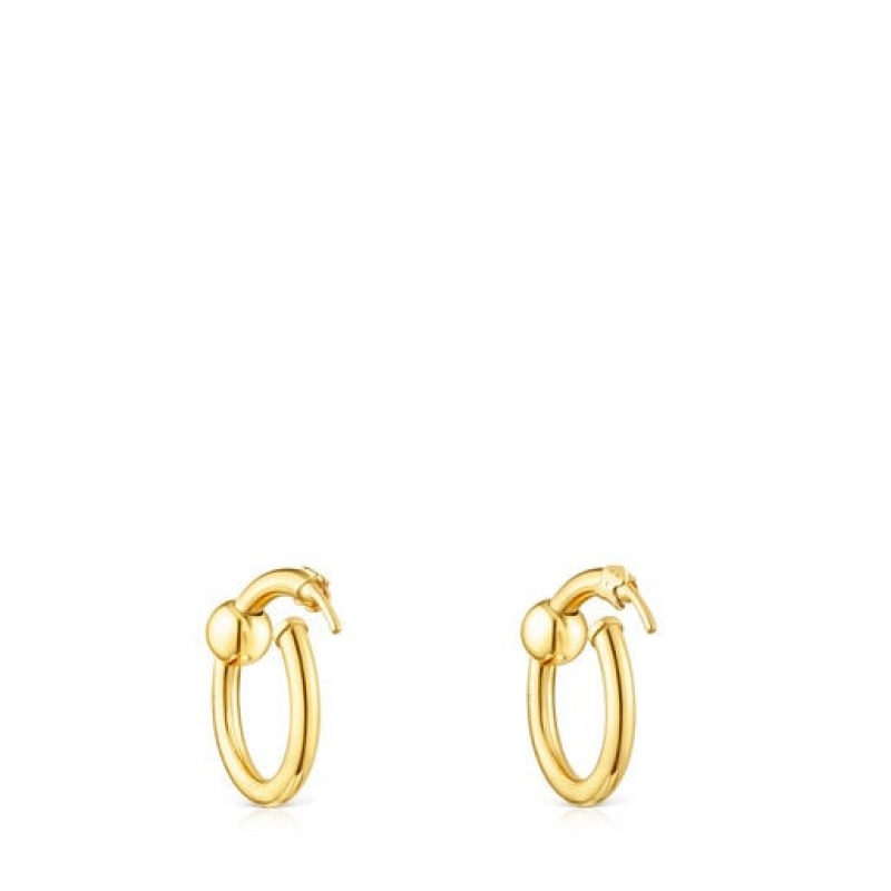 Tous Plump Hoop Women's Earrings 18k Gold | MOQ704295 | Usa