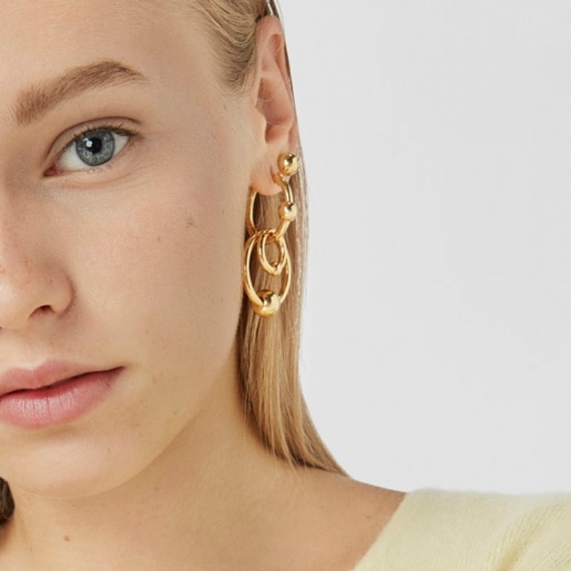 Tous Plump Hoop Women's Earrings 18k Gold | MOQ704295 | Usa