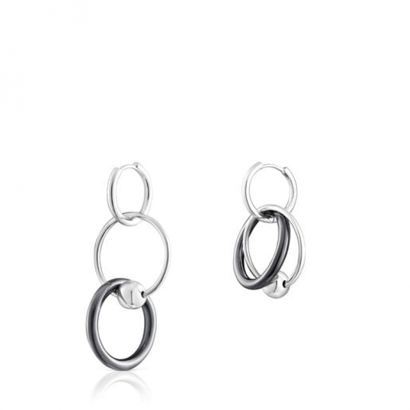 Tous Plump Hoop Women's Earrings Silver | IHL651207 | Usa