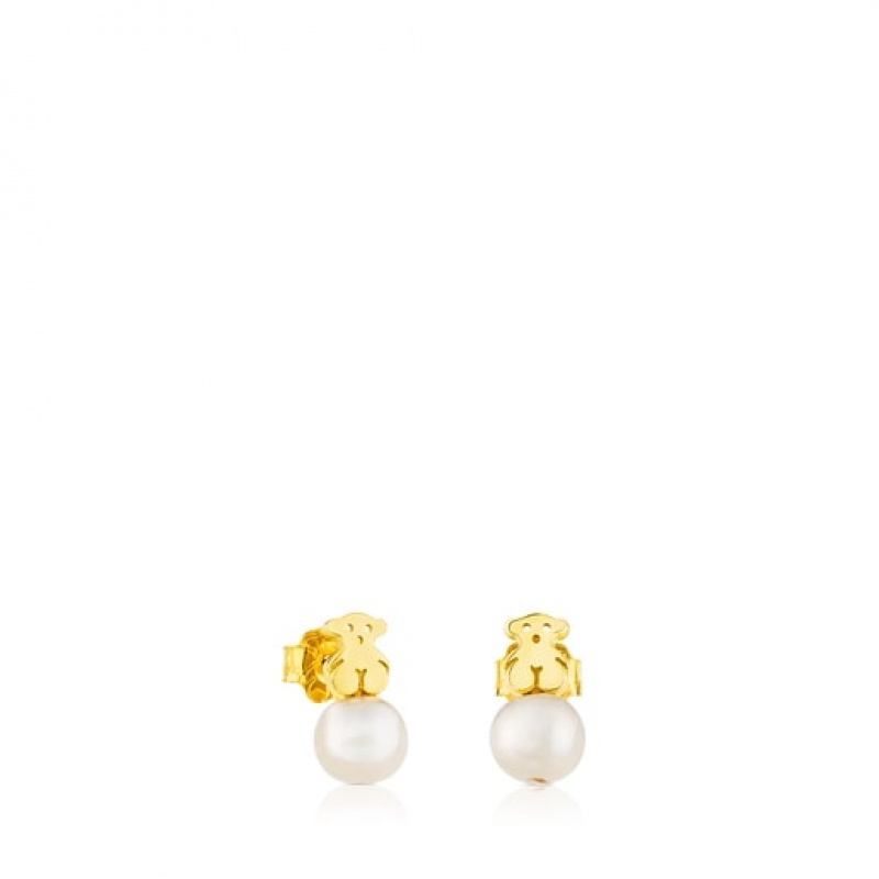 Tous Puppies Pearl Women\'s Earrings 18k Gold | HJT257046 | Usa