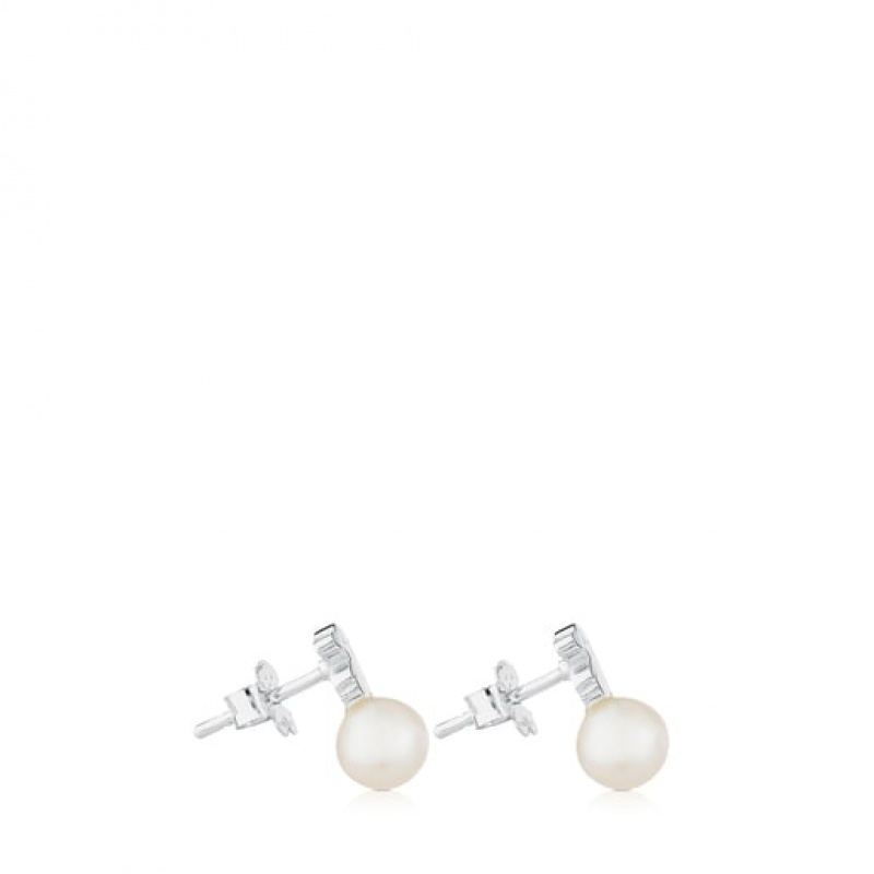 Tous Puppies Pearl Women's Earrings Silver | JWR712850 | Usa