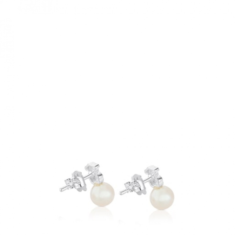 Tous Puppies Pearl Women's Earrings Silver | JWR712850 | Usa