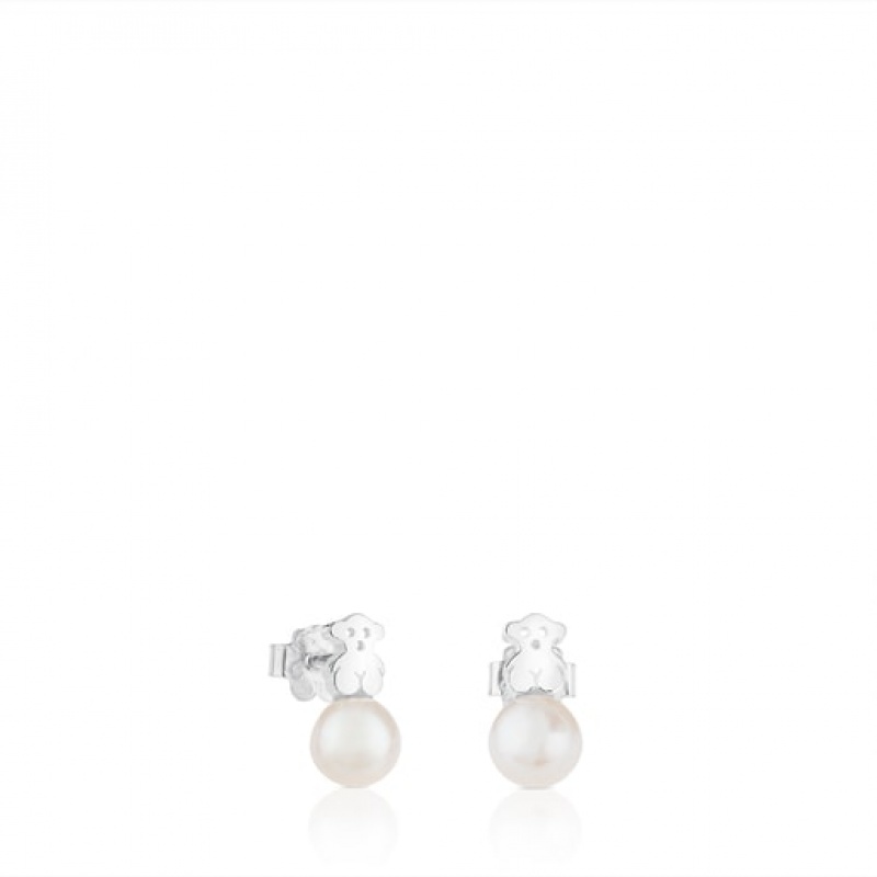 Tous Puppies Pearl Women\'s Earrings Silver | JWR712850 | Usa