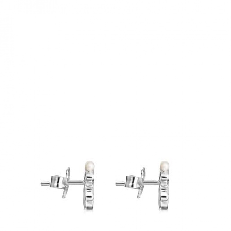 Tous Real Sisy Pearl Women's Earrings Silver | SOP217683 | Usa