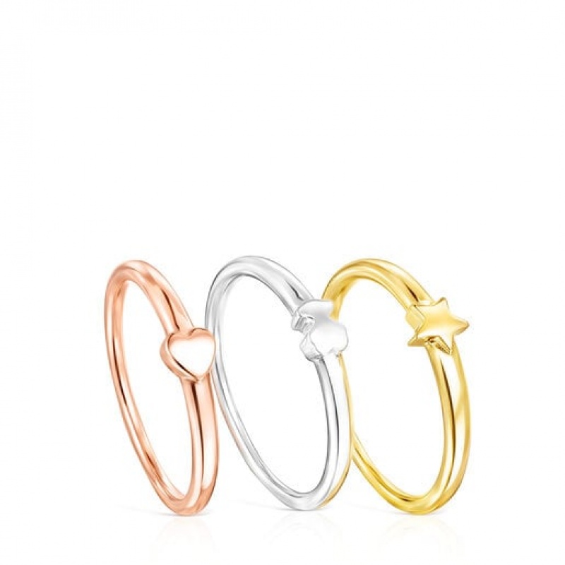 Tous Ring Mix Small Women\'s Rings 18k Gold | YZI649150 | Usa