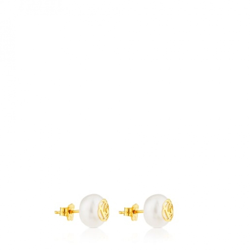 Tous Rosa D'abril Pearl Women's Earrings 18k Gold | YKB829451 | Usa