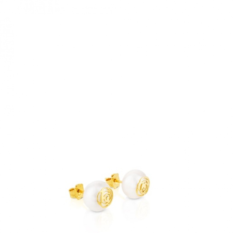 Tous Rosa D'abril Pearl Women's Earrings 18k Gold | YKB829451 | Usa