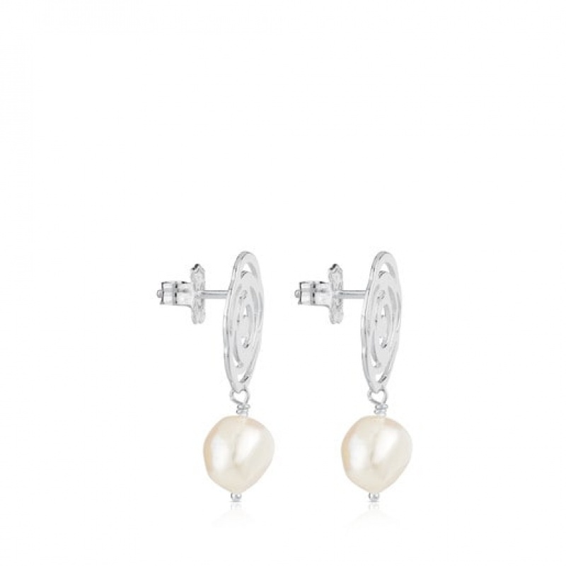 Tous Rosa D'abril Pearl Women's Earrings Silver | MHR704951 | Usa