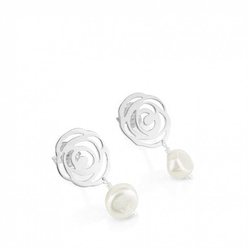 Tous Rosa D'abril Pearl Women's Earrings Silver | MHR704951 | Usa