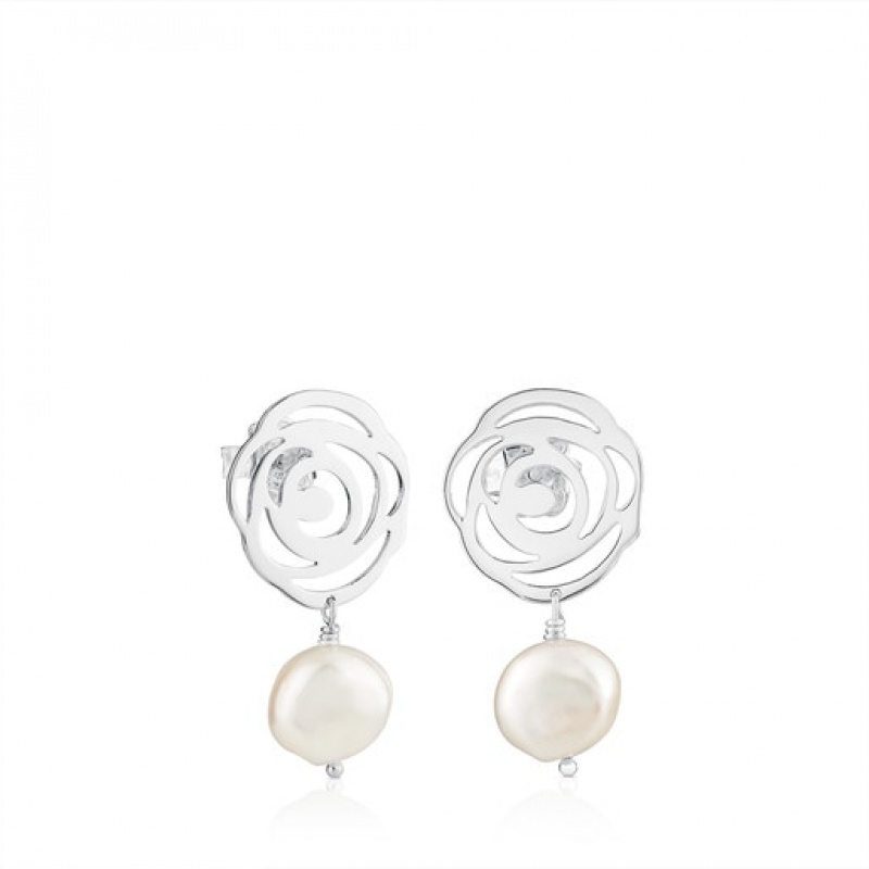 Tous Rosa D\'abril Pearl Women\'s Earrings Silver | MHR704951 | Usa