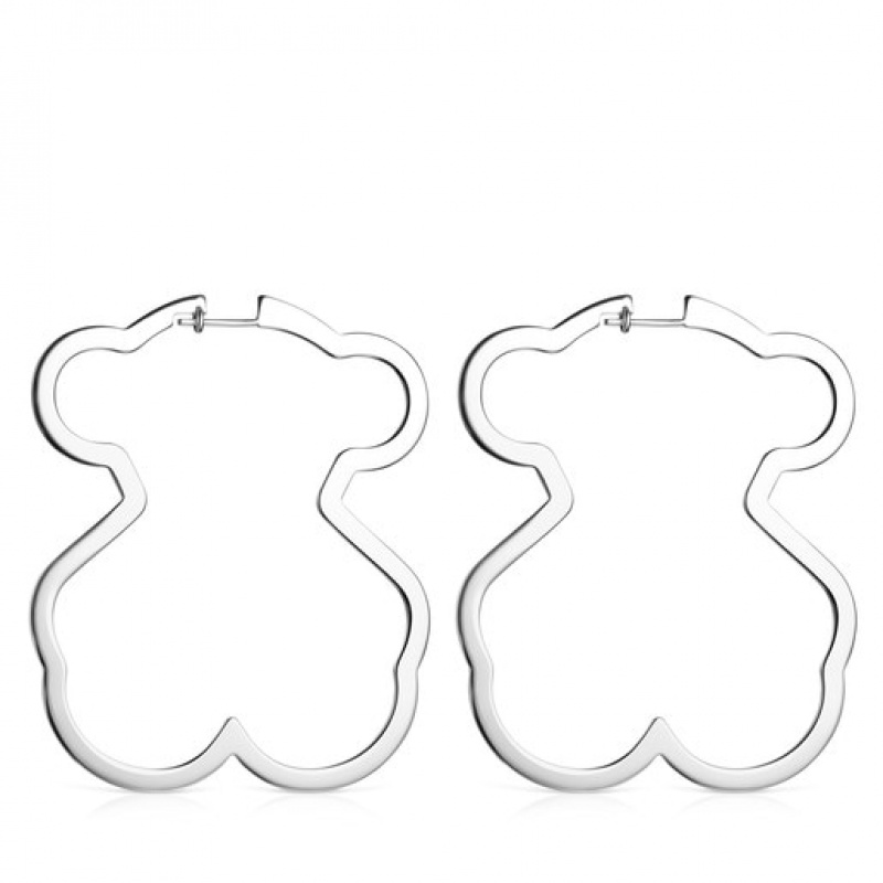 Tous Silueta Hoop Women's Earrings Silver | FCD076312 | Usa