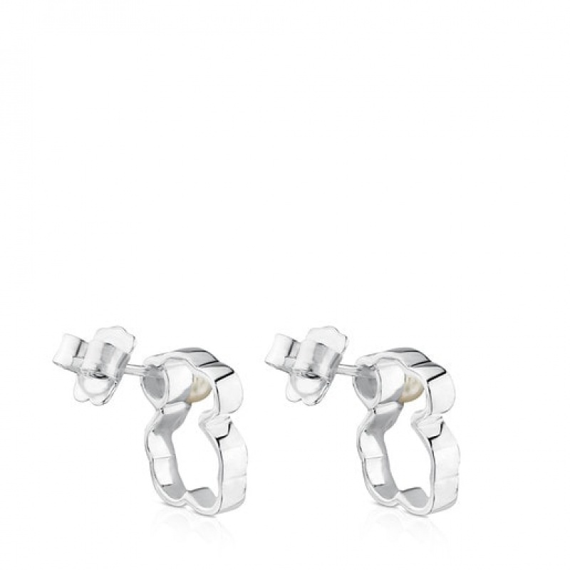 Tous Silueta Pearl Women's Earrings Silver | PBR284510 | Usa