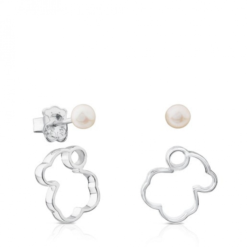 Tous Silueta Pearl Women's Earrings Silver | PBR284510 | Usa