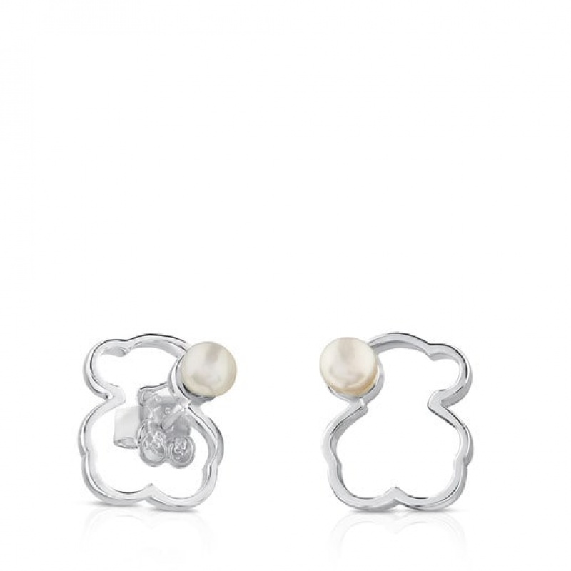 Tous Silueta Pearl Women\'s Earrings Silver | PBR284510 | Usa