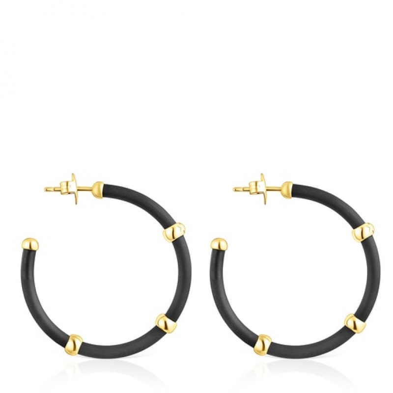 Tous St. Tropez Caucho Hoop Women's Earrings 18k Gold | TUA462198 | Usa