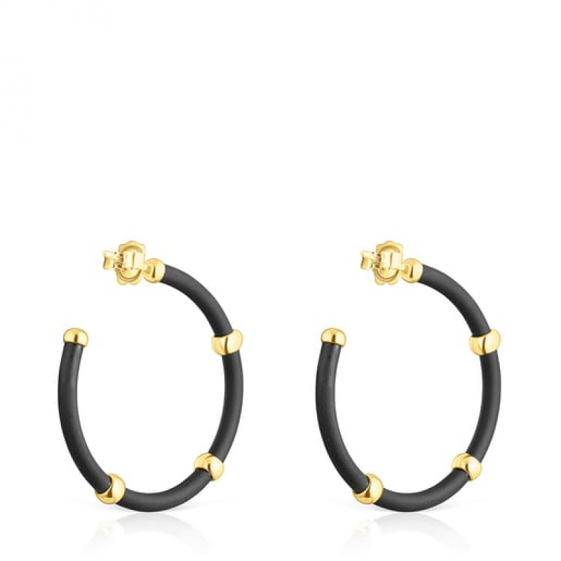 Tous St. Tropez Caucho Hoop Women's Earrings 18k Gold | TUA462198 | Usa