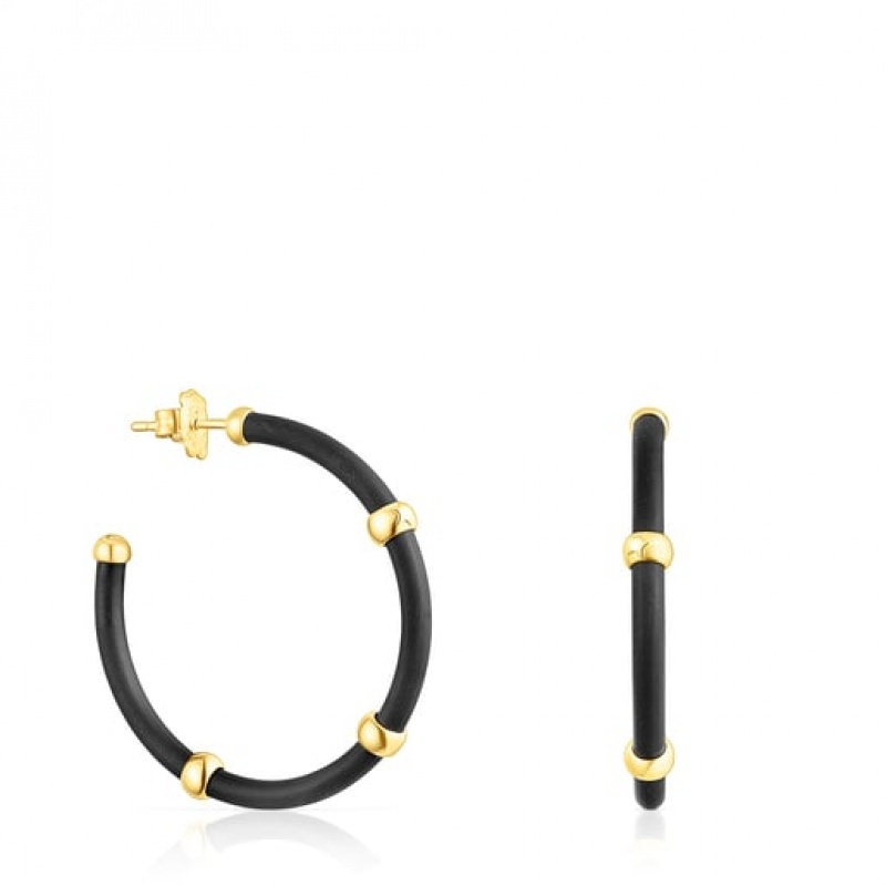 Tous St. Tropez Caucho Hoop Women\'s Earrings 18k Gold | TUA462198 | Usa