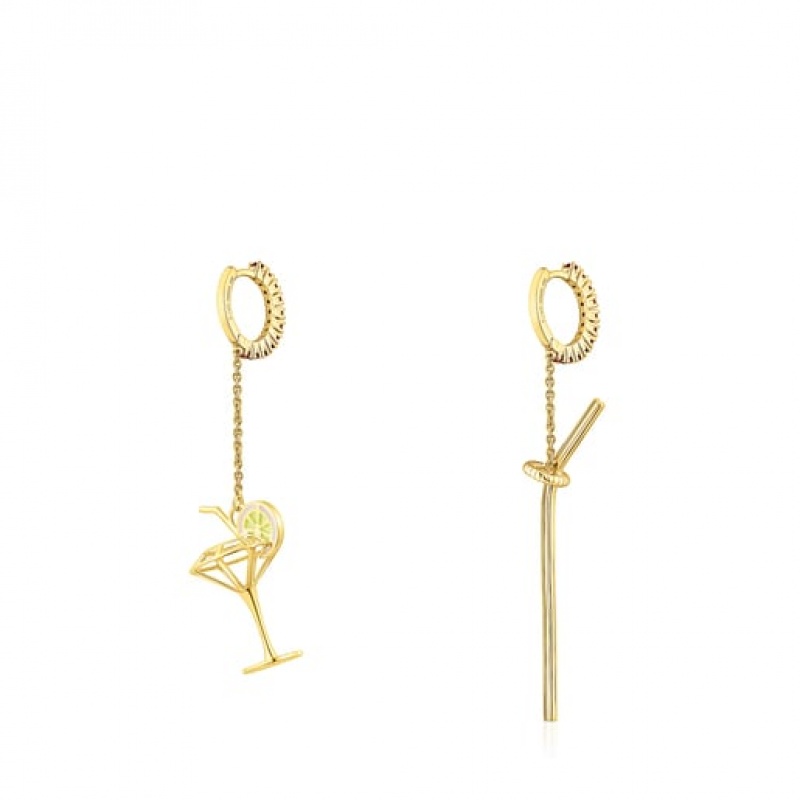 Tous St. Tropez Cup Long Women's Earrings 18k Gold | HYA312750 | Usa