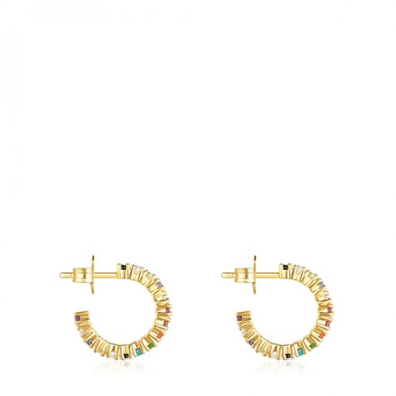 Tous Straight Hoop Women's Earrings 18k Gold | SCN678052 | Usa