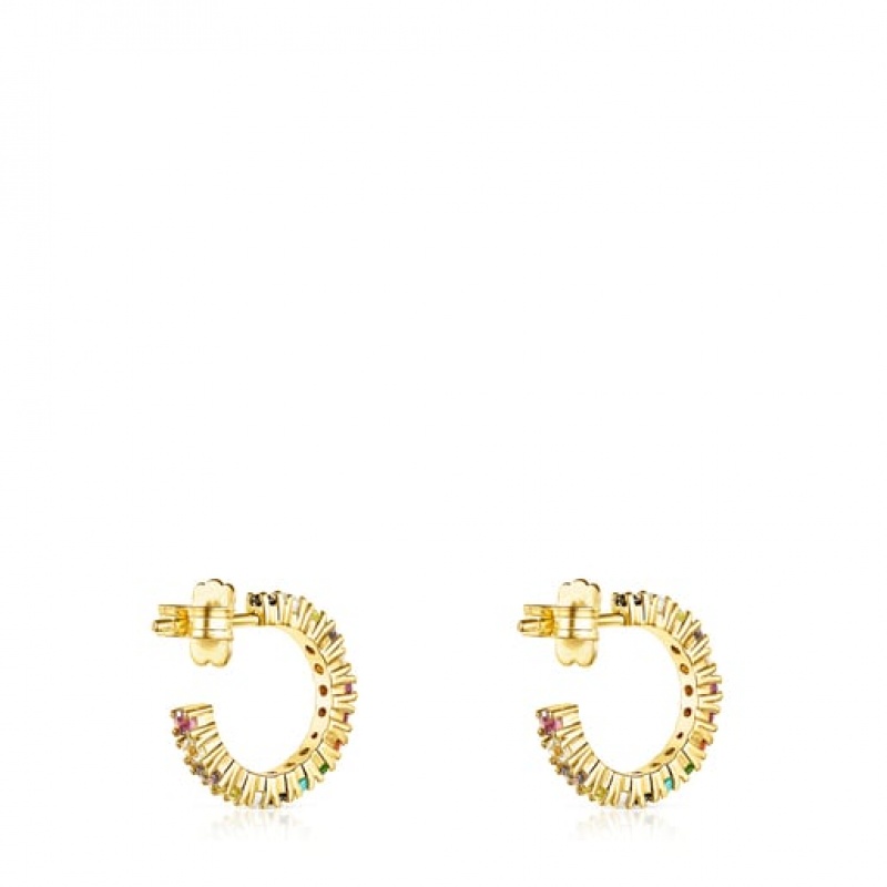 Tous Straight Hoop Women's Earrings 18k Gold | SCN678052 | Usa