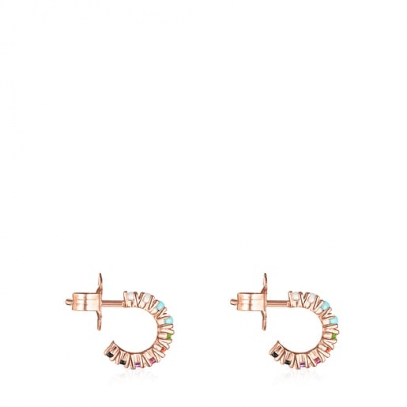 Tous Straight Hoop Women's Earrings 18k Gold | QLH749062 | Usa