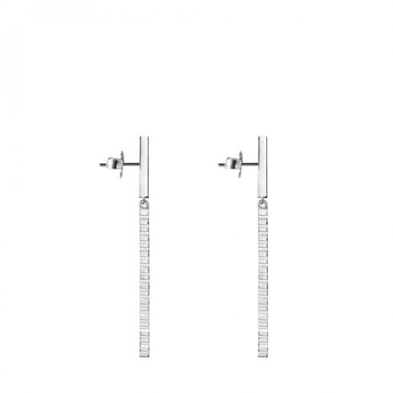 Tous Straight Long Women's Earrings Silver | FKR056239 | Usa