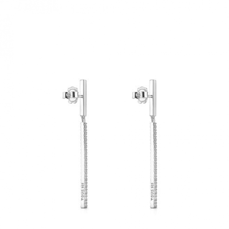 Tous Straight Long Women's Earrings Silver | FKR056239 | Usa