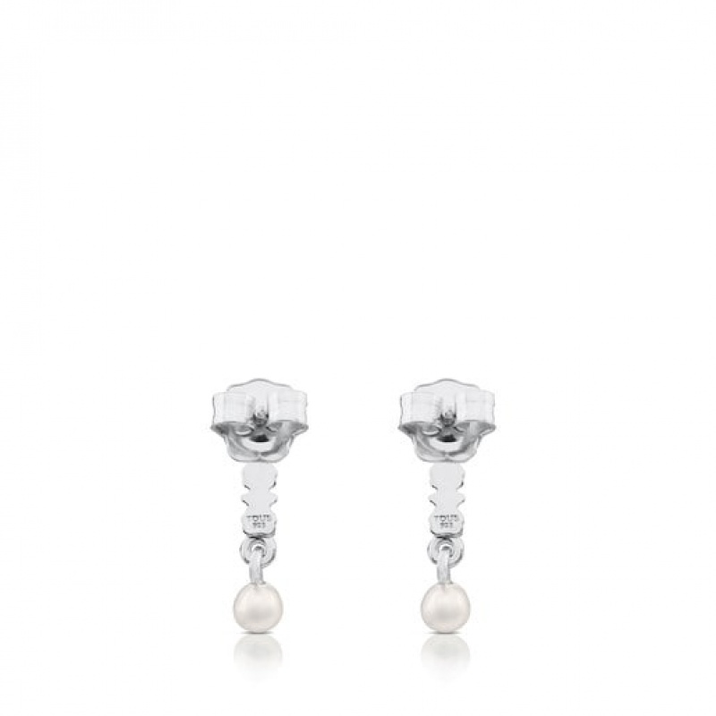 Tous Straight Pearl Women's Earrings Silver | KBL896724 | Usa