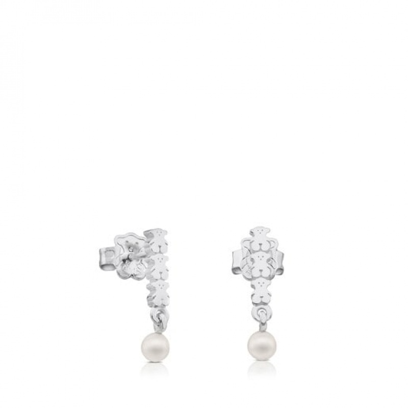 Tous Straight Pearl Women\'s Earrings Silver | KBL896724 | Usa