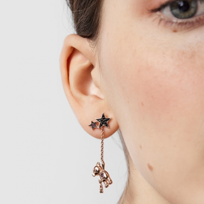 Tous Teddy Bear Stars Long Women's Earrings 18k Gold | QSE987413 | Usa