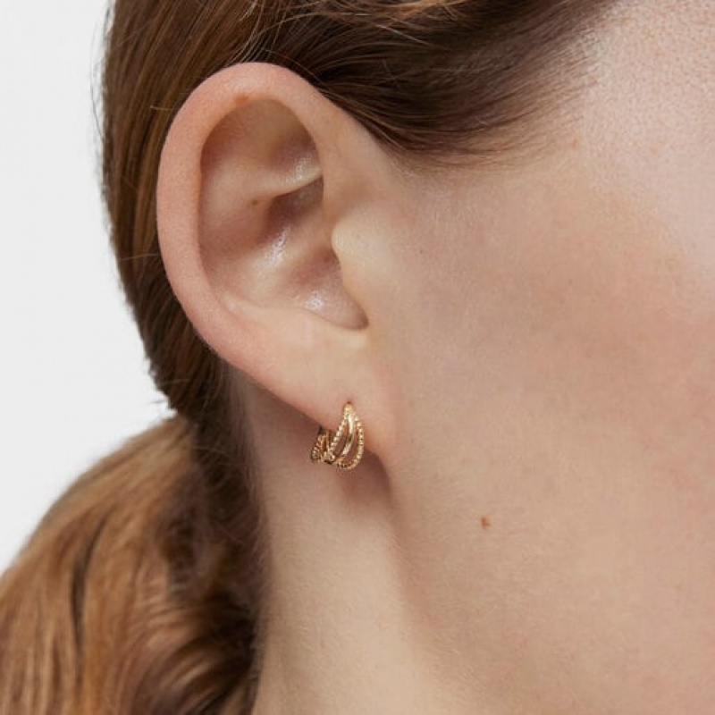 Tous Tous Basics Hoop Women's Earrings 18k Gold | CQN496871 | Usa