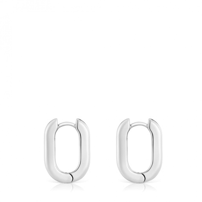 Tous Tous Basics Hoop Women's Earrings Silver | IOY896325 | Usa