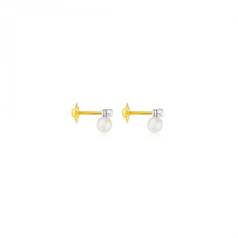 Tous Tous Basics Pearl Women's Earrings 18k Gold | QOX613485 | Usa